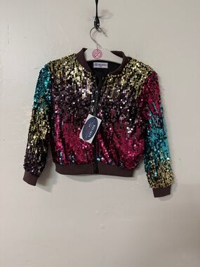 Reversible Sequin Kids Dance Jacket - Multi Color